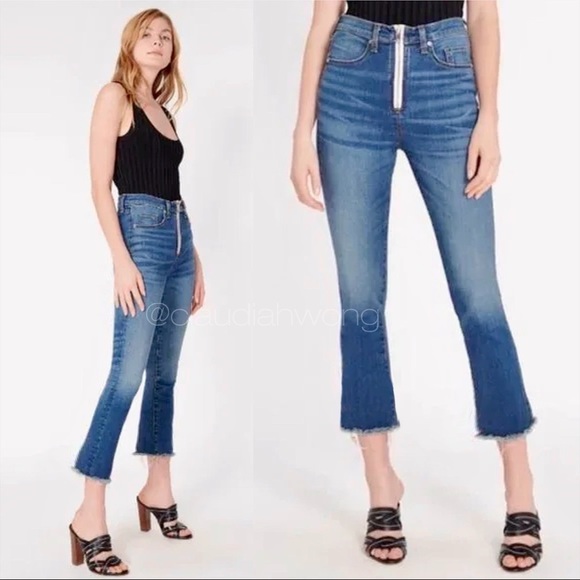 VERONICA BEARD Carly 11” Kick Flare Exposed Zip Crop Jeans in Cadet Blue